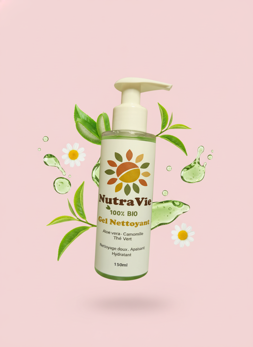 Gel Nettoyant Doux Nutravie, étape 1 du rituel de soin visage, Maroc