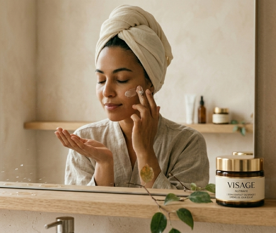 Catégorie Soins Visage Nutravie — nettoyant, écran solaire et crème de nuit naturels, Maroc